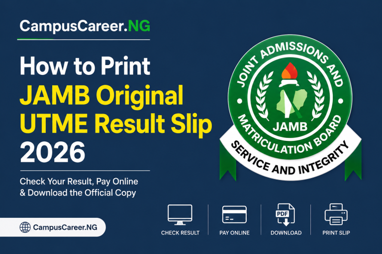 How to Print JAMB Original UTME Result Slip 2026: Check Your Result, Pay Online & Download the Official Copy